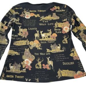 Jess Jane Wild Life AOP Graphic Long Sleeve Top Shirt‎ Womens Small Rustic Y2K